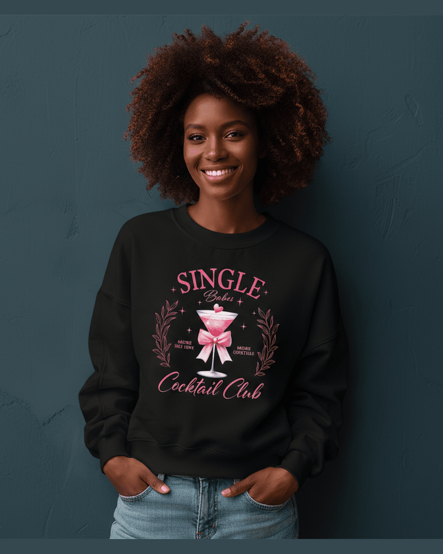Valentine Sweatshirt, Single Babes Cocktail Club Cozy Cotton Holiday Top