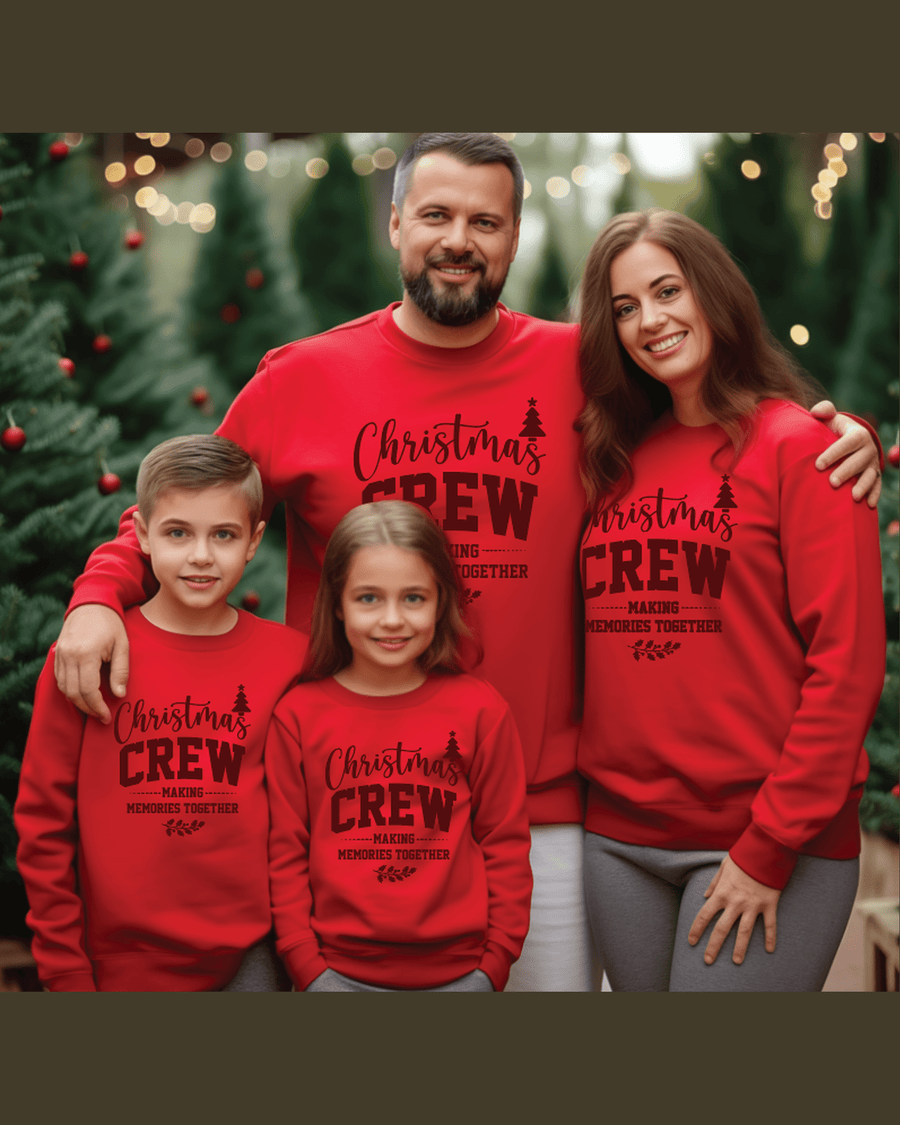 Red custom family Christmas hoodie with names and 'Making Memories Together' text