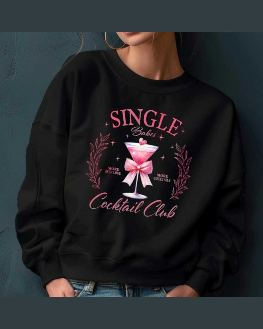 Valentine Sweatshirt, Single Babes Cocktail Club Cozy Cotton Holiday Top — view 2