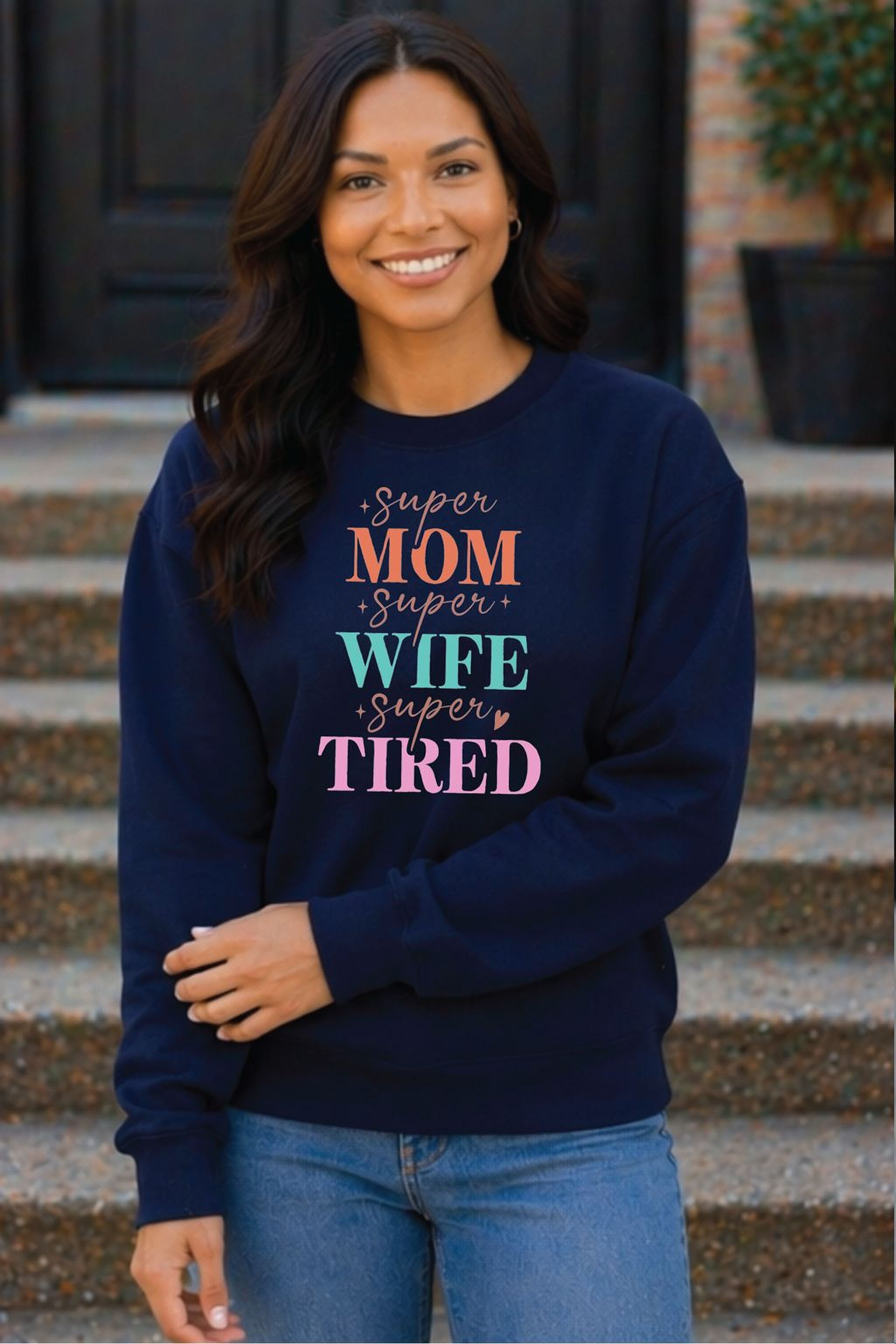 Navy Mom Wife Tired sweatshirt – trendy mom sweater Mother’s Day gift Canada