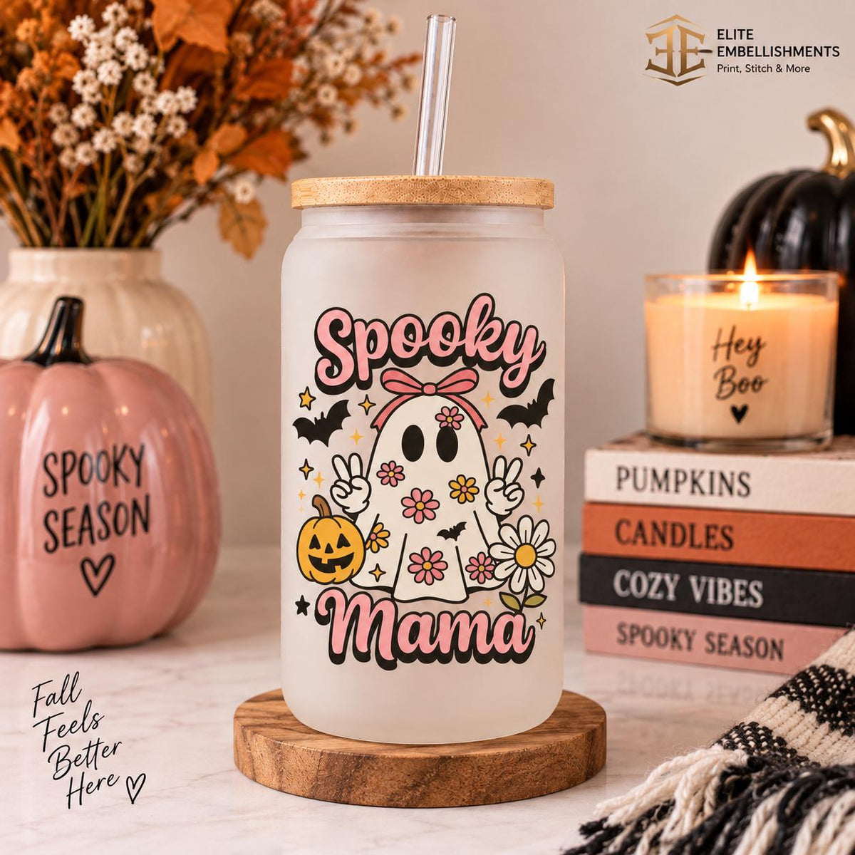 Spooky Mama 16 oz Glass Tumbler