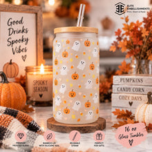 Cute Ghost 16 oz Frosted Glass Halloween Tumbler