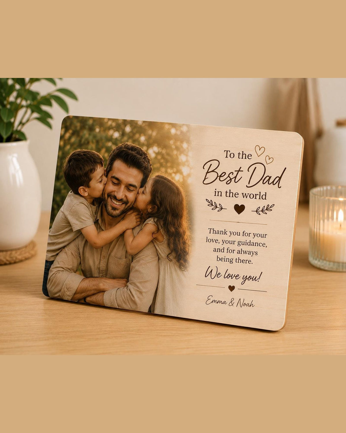 Custom Father's Day photo plaque with personalized message