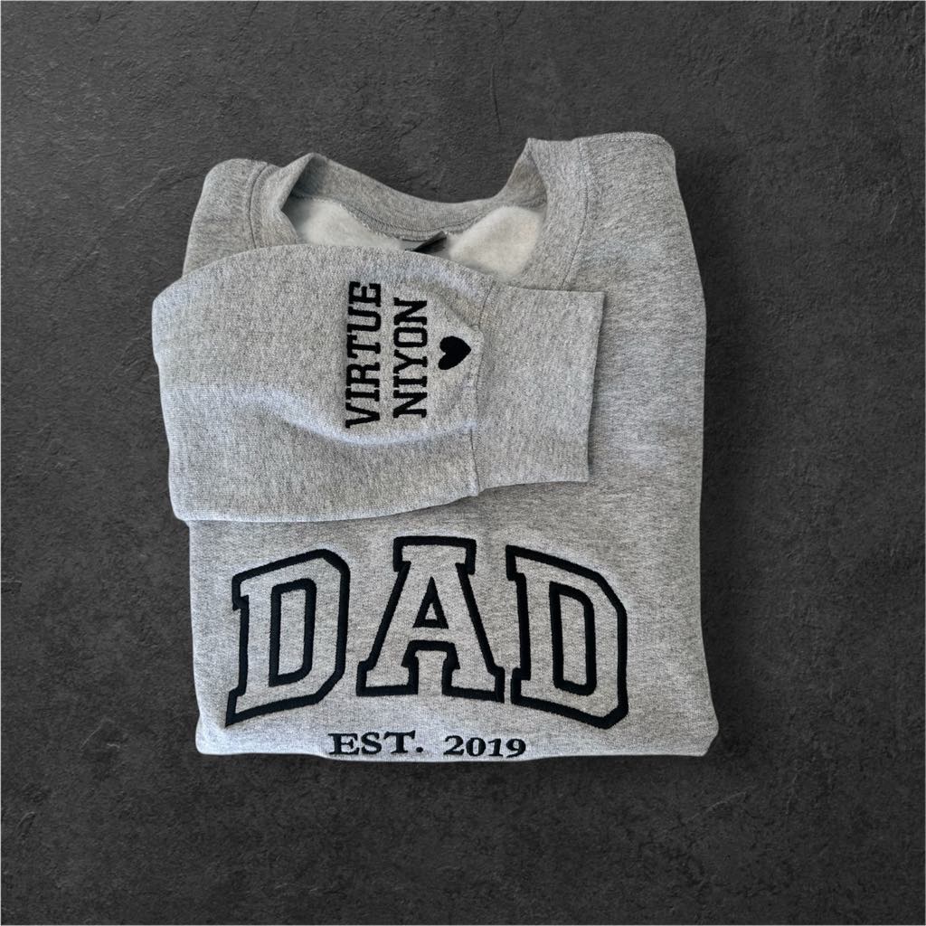 Custom Children Name Father Embroidered Sweat Tee (Choose Colors)