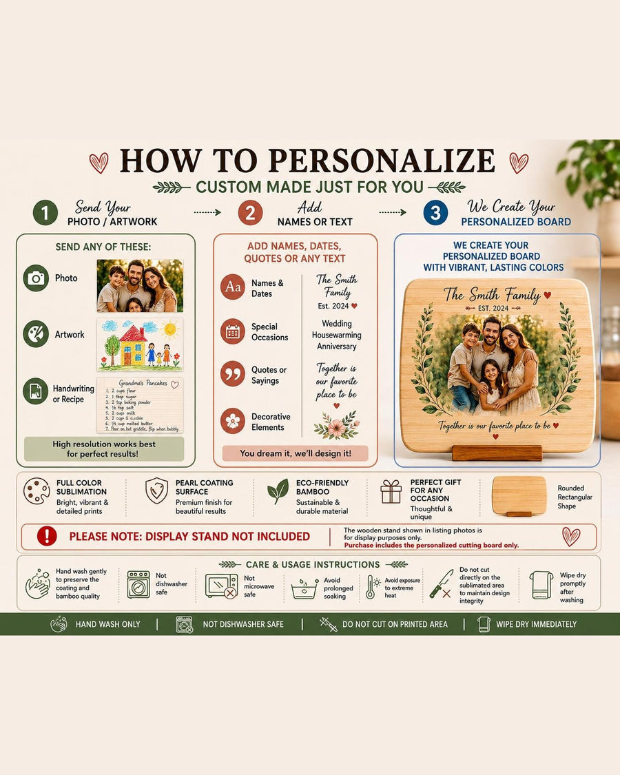 Personalized Photo Bamboo Cutting Board – how to personalize your photo cutting board