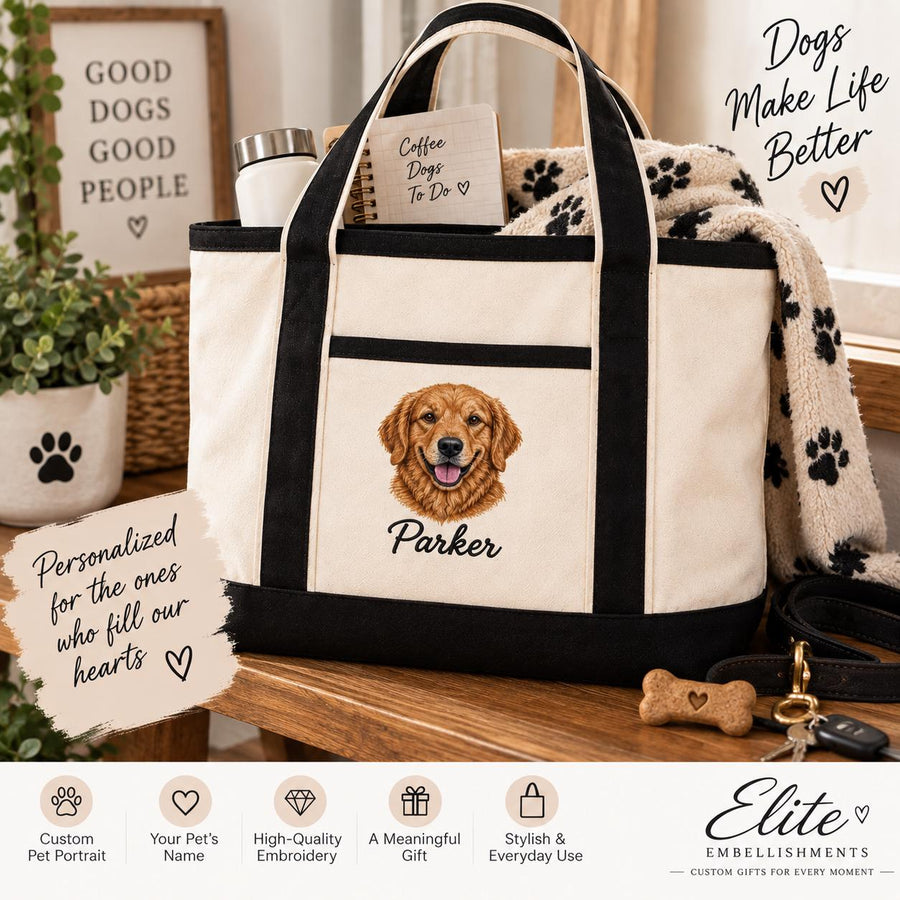 Personalized Pet Portrait Tote Bag – Custom Pet Photo