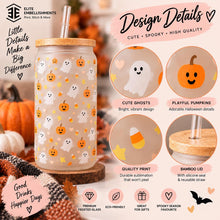Cute Ghost 16 oz Frosted Glass Halloween Tumbler