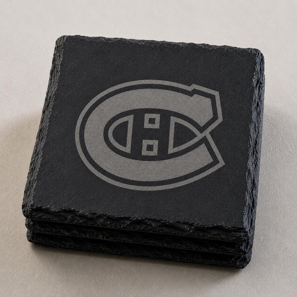 Montreal Canadiens Slate Coaster, Engraved Hockey Stone Coaster