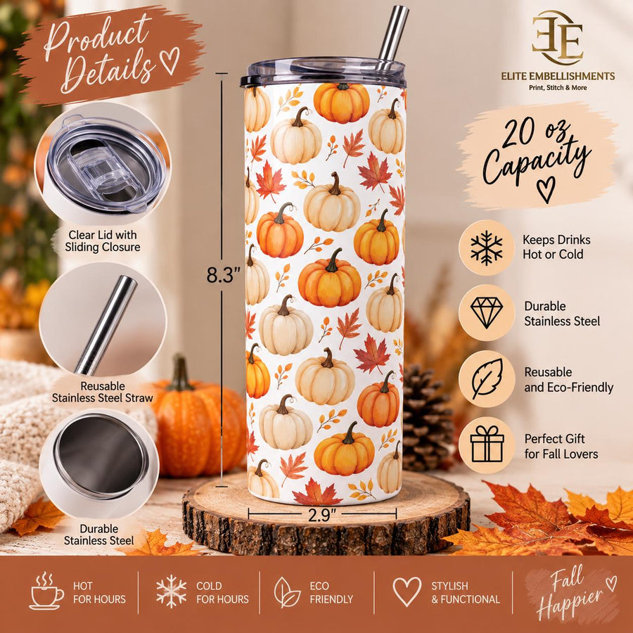 Fall Pumpkin 20oz Tumbler – tumbler product details and 20 oz capacity