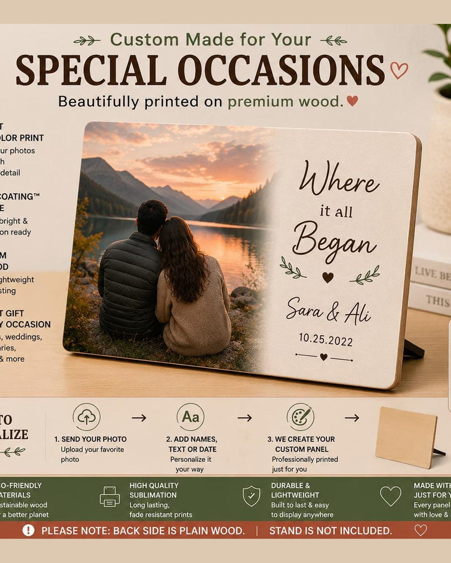 Personalized couple photo panel with names and special date