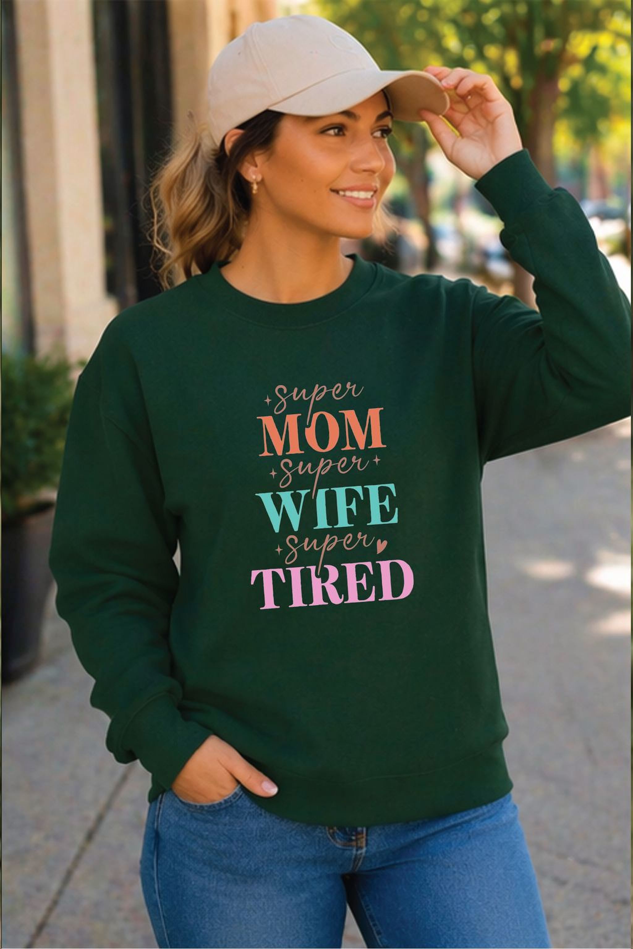 Forest green Mom Wife Tired sweatshirt – stylish mom sweater gift Canada