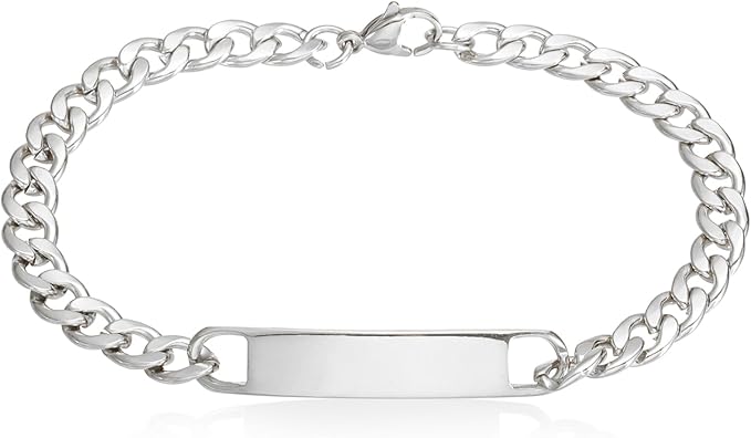 Gold ID Bracelet, 18K Gold Jewelry Curved Bar Stainless Steel Accessory — view 2