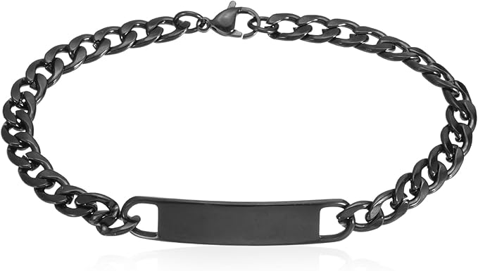 Gold ID Bracelet, 18K Gold Jewelry Curved Bar Stainless Steel Accessory — view 3