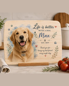 Personalized Photo Bamboo Cutting Board – photo cutting board with pet dog photo and name