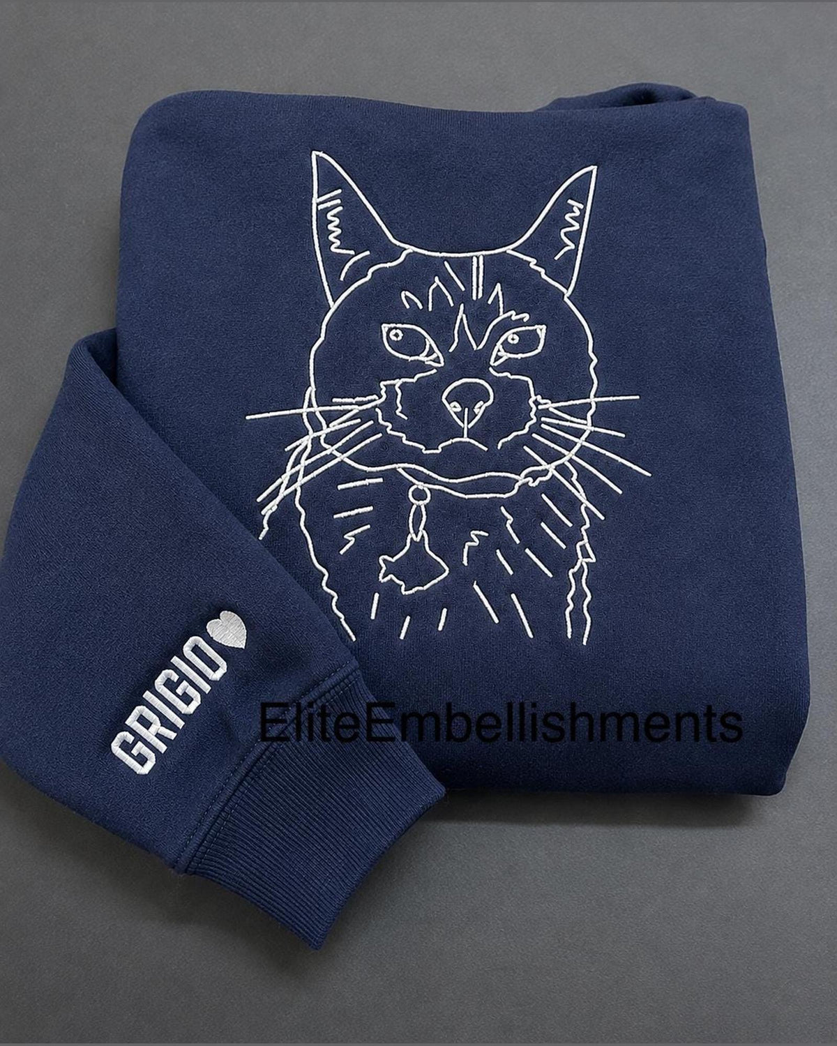 Custom Pet Portrait Embroidered Hoodie & Sweatshirt