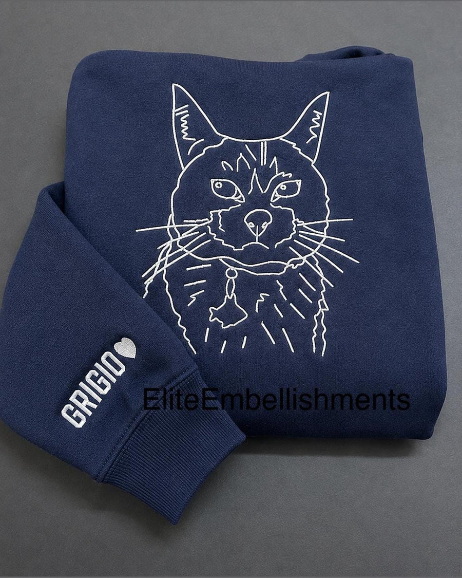 Custom Pet Portrait Embroidered Hoodie & Sweatshirt