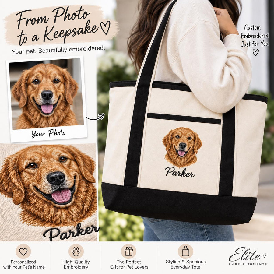 Personalized Pet Portrait Tote Bag – Custom Pet Photo