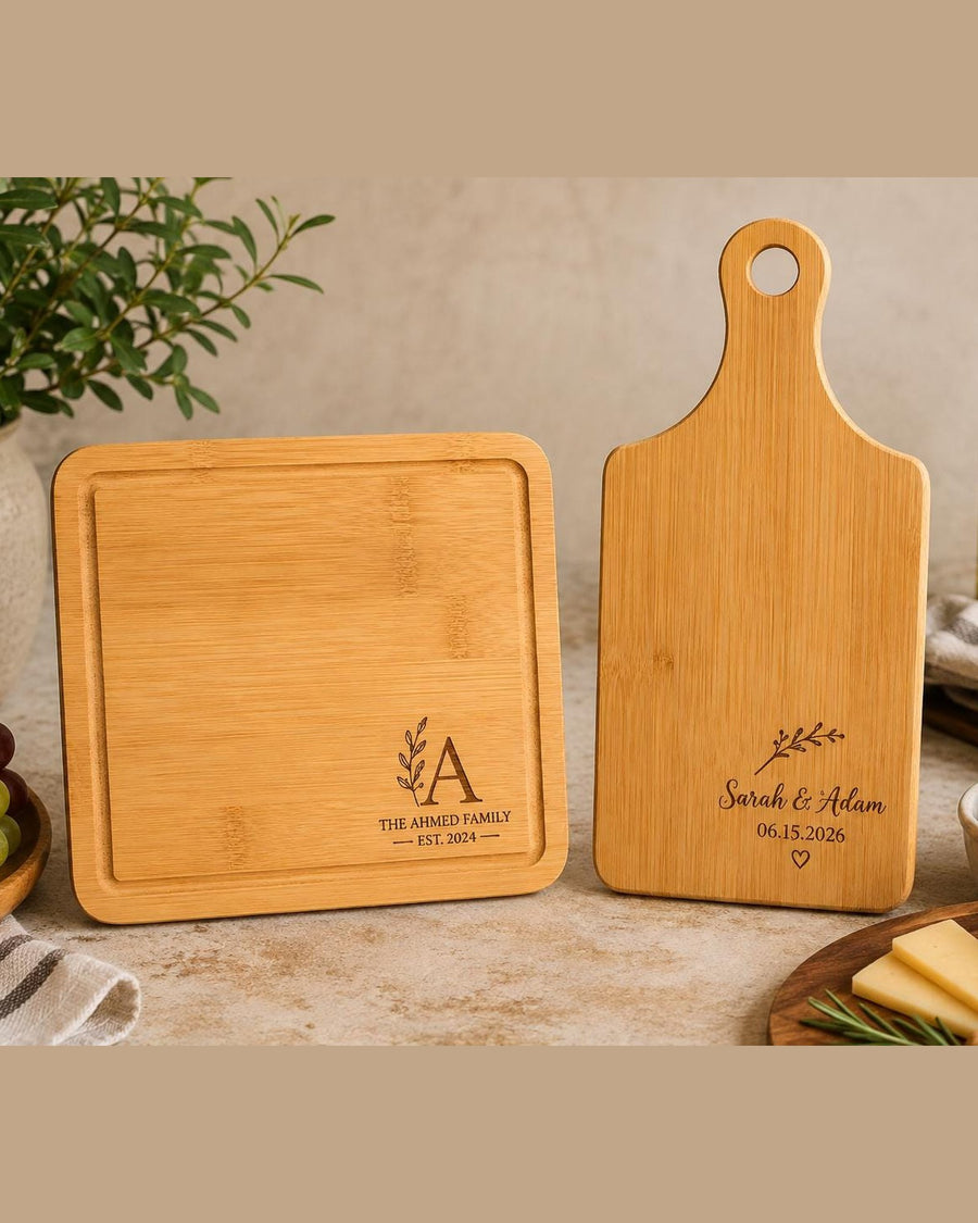 Personalized Bamboo Cutting Board – bamboo cutting boards engraved with monogram and names
