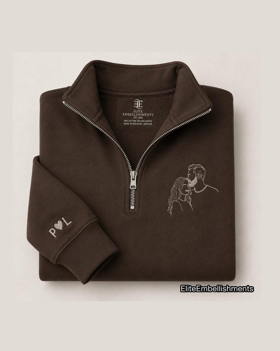 Custom Photo Portrait Embroidered Quarter Zip