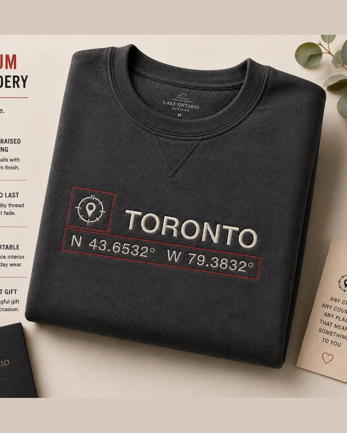 Personalized Coordinates Embroidered Sweatshirt & Hoodie
