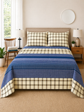 Blue Stripe Microfiber Bedding Set, Clean Modern Sheets — view 2