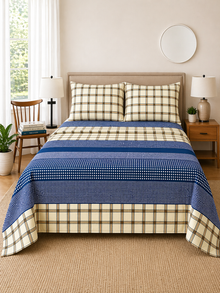 Blue Stripe Microfiber Bedding Set, Clean Modern Sheets — view 2