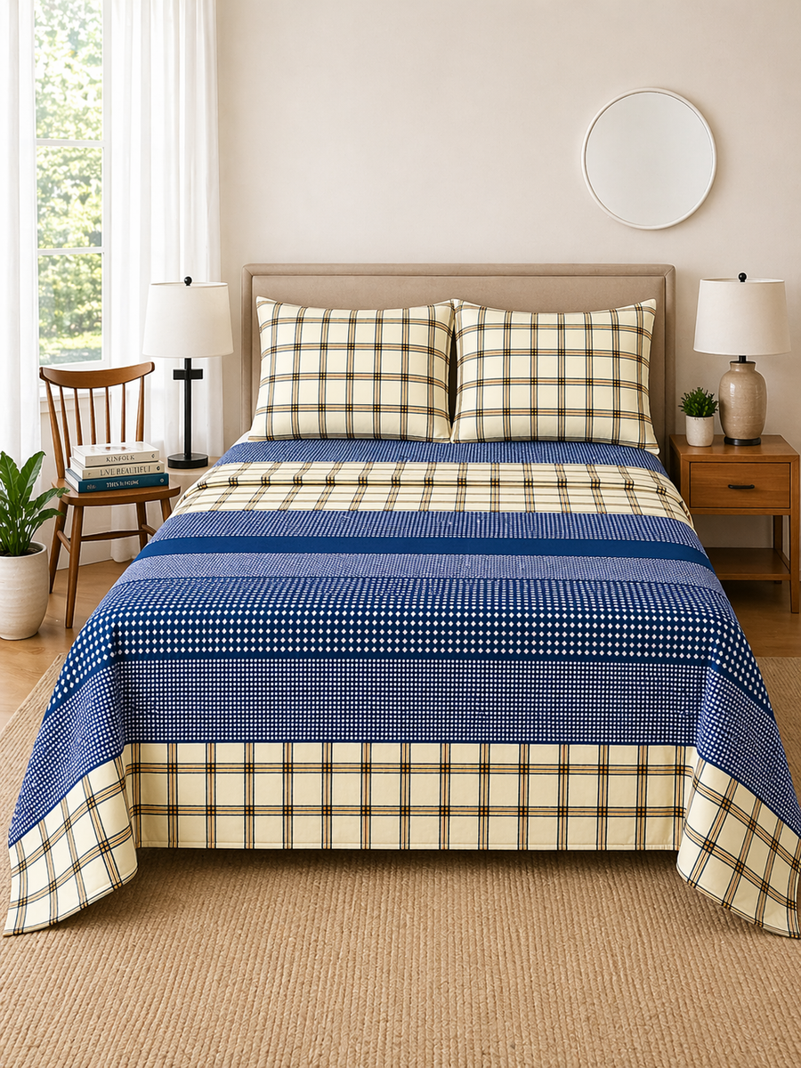 Blue Stripe Microfiber Bedding Set, Clean Modern Sheets — view 2
