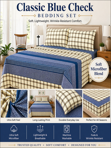 Blue Stripe Microfiber Bedding Set, Clean Modern Sheets