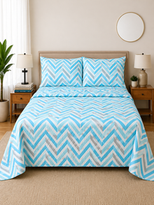 Aqua Chevron Microfiber Bedding Set, Fresh Modern Design — view 2