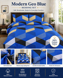 Cotton Bedding Set, Modern Geometric Bed Sheets, Breathable, Durable, Lightweight