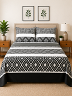 Monochrome Diamond Microfiber Bedding Set, Modern Grey Black & White — view 2