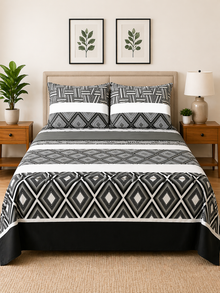 Monochrome Diamond Microfiber Bedding Set, Modern Grey Black & White — view 2