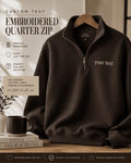 Custom Embroidered Premium Quarter Zip-up, Personalized Text, Everyday Wear (Made to Order)