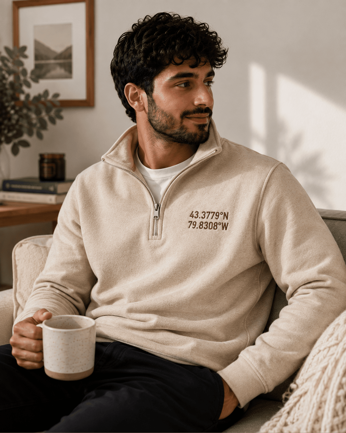 Custom Embroidered Premium Quarter Zip-up, Personalized Text, Everyday Wear (Made to Order)