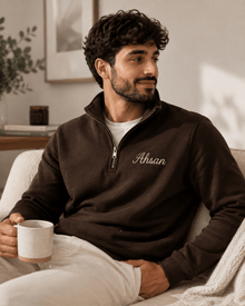 Custom Embroidered Premium Quarter Zip-up, Personalized Text, Everyday Wear (Made to Order)