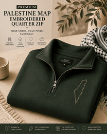 Palestine Embroidered Quarter Zip – Flag & Map Design