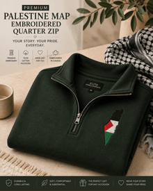 Palestine Embroidered Quarter Zip – Flag & Map Design