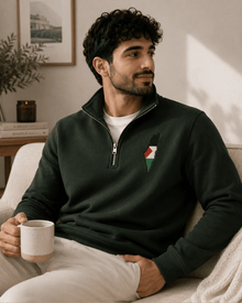 Palestine Embroidered Quarter Zip – Flag & Map Design