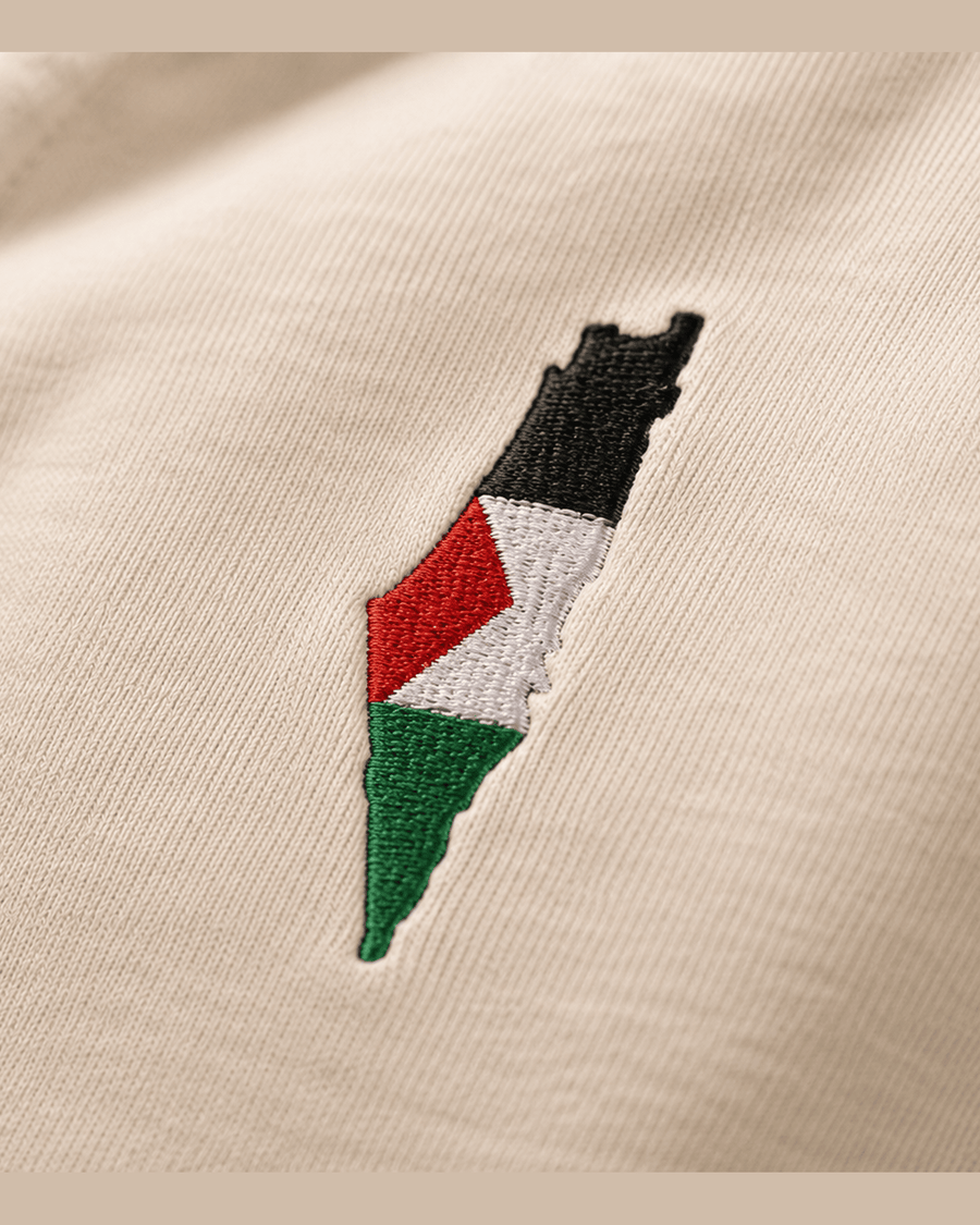 Palestine Embroidered Quarter Zip – Flag & Map Design