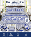 Cotton Bedding Set, Classic Stripe Sheets, Soft Breathable Bed Linen