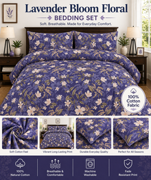 Lavender Floral Bedding, 100% Cotton Bed Sheets, Soft, Breathable & Durable