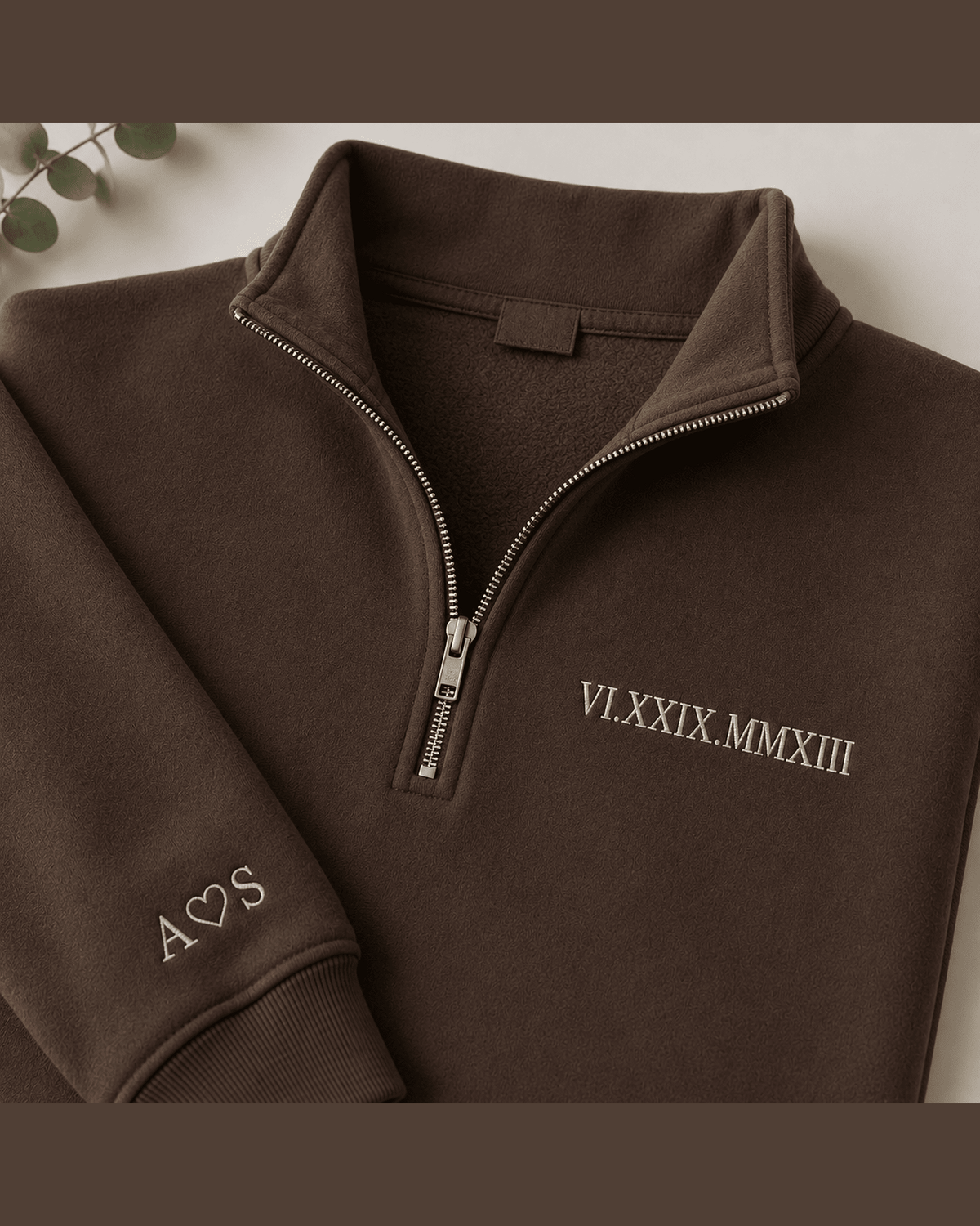 Personalized Roman Numeral Quarter Zip – Custom Embroidered Date Sweatshirt
