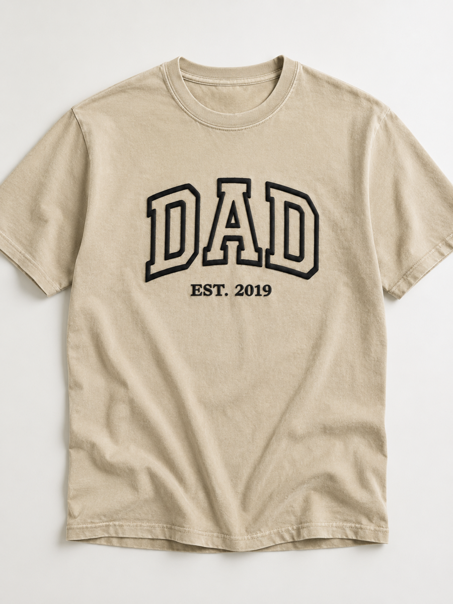 Dad Puff Print Vintage Wash T-Shirt, Minimalist Father’s Day Tee