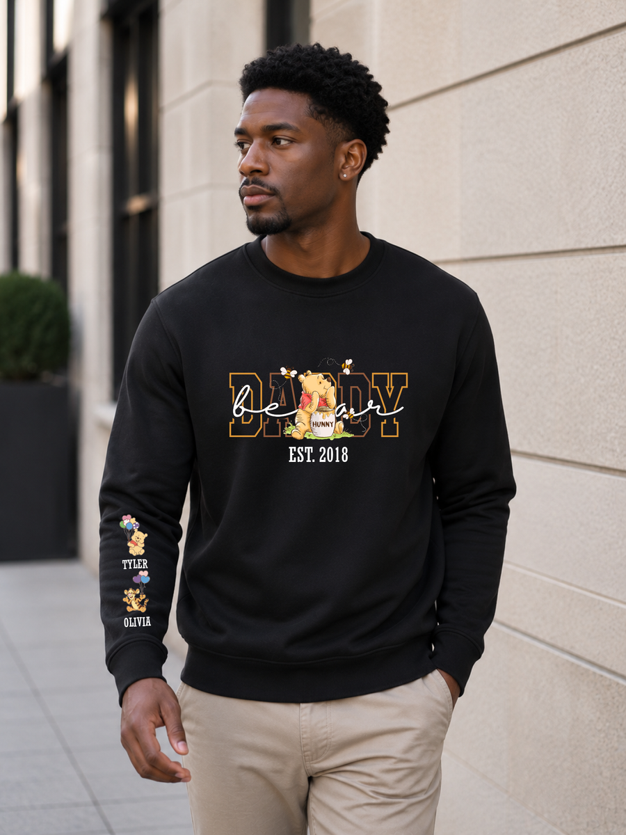 Personalized PAPA Bear sweatshirt with custom sleeve names
