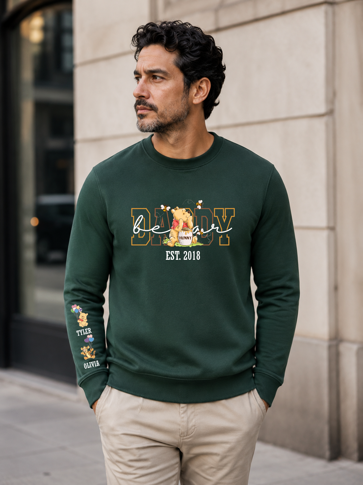 Personalized PAPA Bear sweatshirt with custom sleeve names