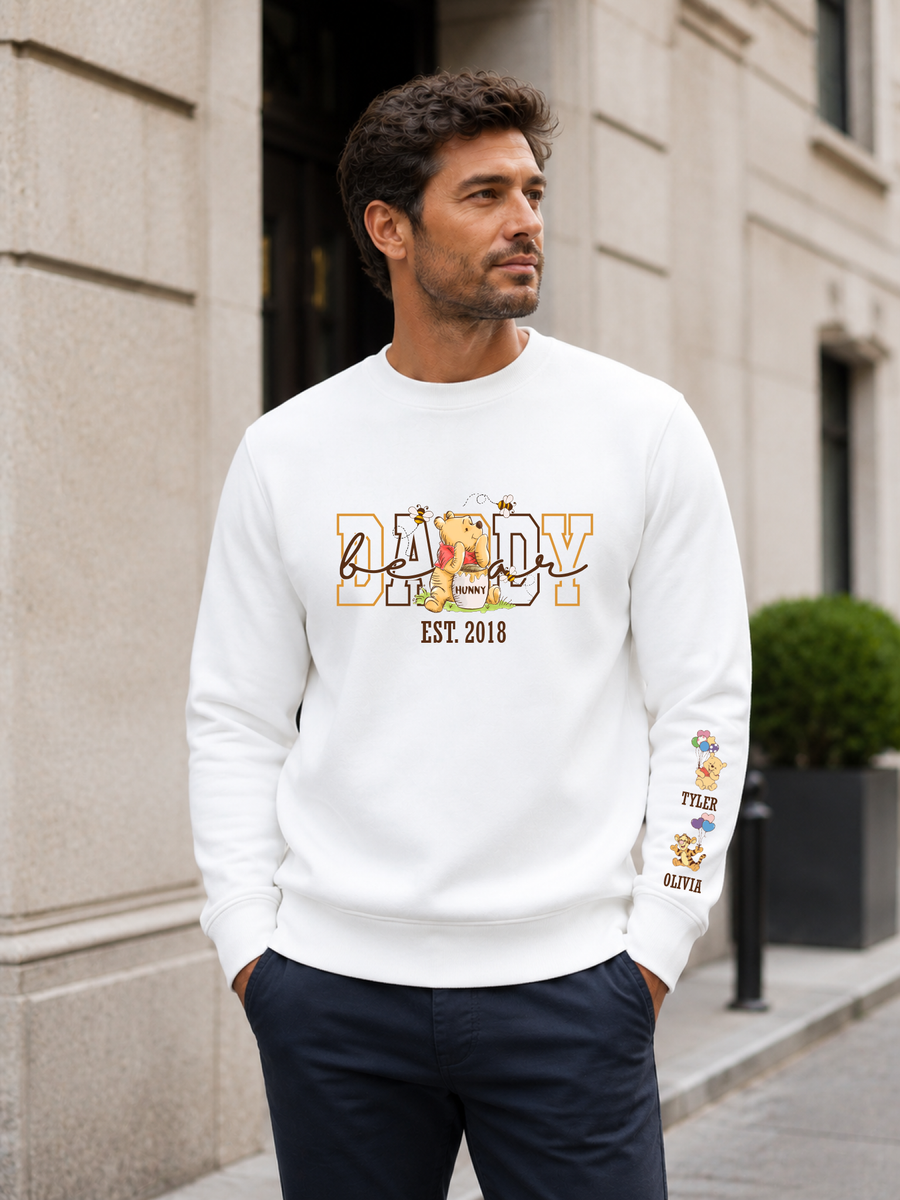 Personalized PAPA Bear sweatshirt with custom sleeve names