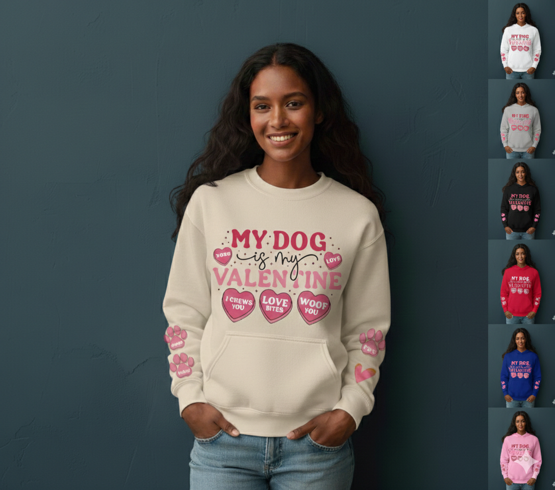 Dog Love Sweatshirt, Cute Pet Lover Apparel, Soft Cotton Casual Hoodie — view 5