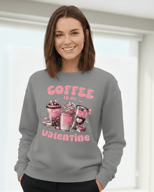 Valentine Sweatshirt, Coffee Lover Crew Neck Soft Cotton Casual Wear — view 9