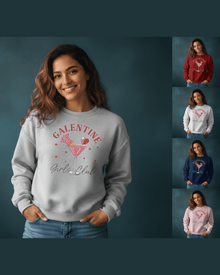 Valentine Sweatshirt, Galentine Girls Club Cozy Cotton Pullover Hoodie — view 5