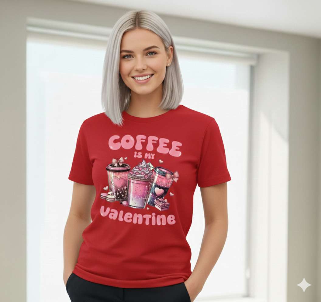 Coffee Valentine Tee, Premium Quality Soft Cotton Unisex T-Shirt